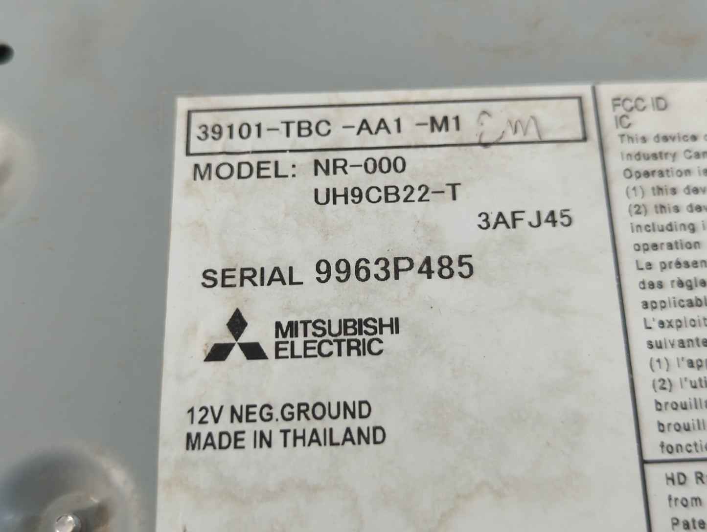 2019-2021 Honda Civic Radio AM FM Cd Player Receiver Replacement P/N:39101-TBC-AA1-M1 Fits Fits 2019 2020 2021 OEM Used Auto