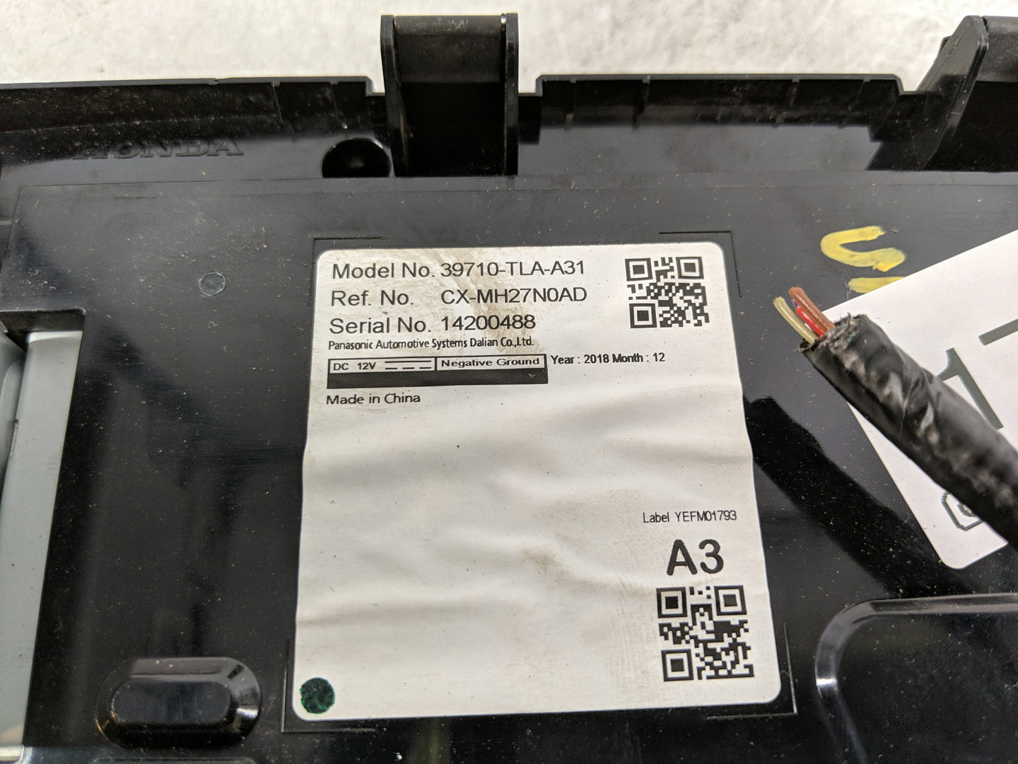 2018-2022 Honda Cr-V Radio AM FM Cd Player Receiver Replacement P/N:39710-TLA-A31 Fits Fits 2018 2019 2020 2021 2022 OEM Use
