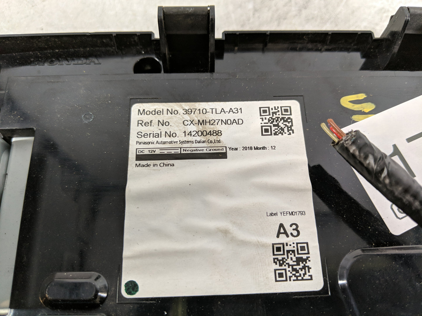 2018-2022 Honda Cr-V Radio AM FM Cd Player Receiver Replacement P/N:39710-TLA-A31 Fits Fits 2018 2019 2020 2021 2022 OEM Use