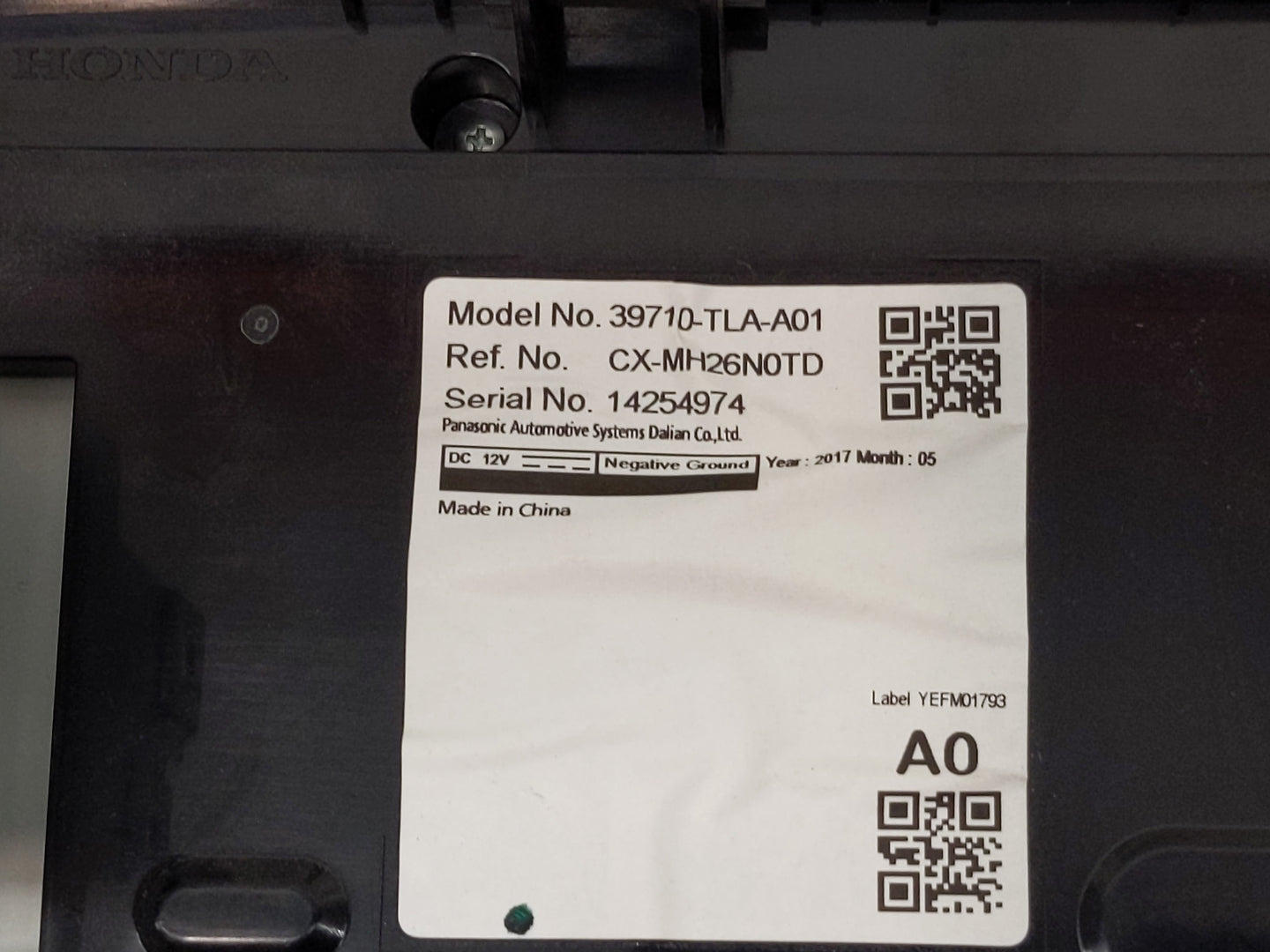 2018-2022 Honda Cr-V Radio AM FM Cd Player Receiver Replacement P/N:39710-TLA-A01 Fits Fits 2018 2019 2020 2021 2022 OEM Use