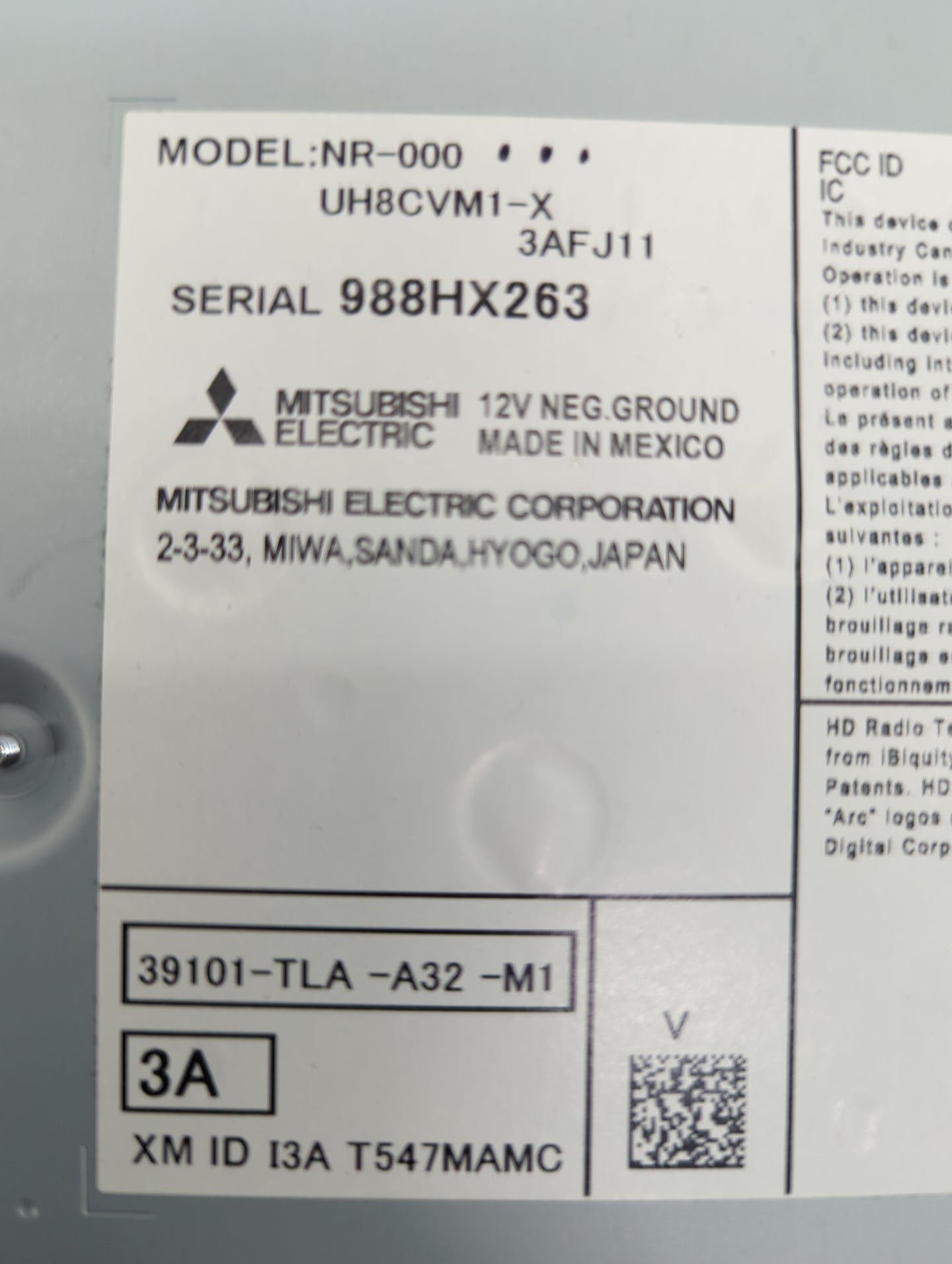 2018-2022 Honda Cr-V Radio AM FM Cd Player Receiver Replacement P/N:39101-TLA-A32-M1 NR-000 Fits Fits 2018 2019 2020 2021 20