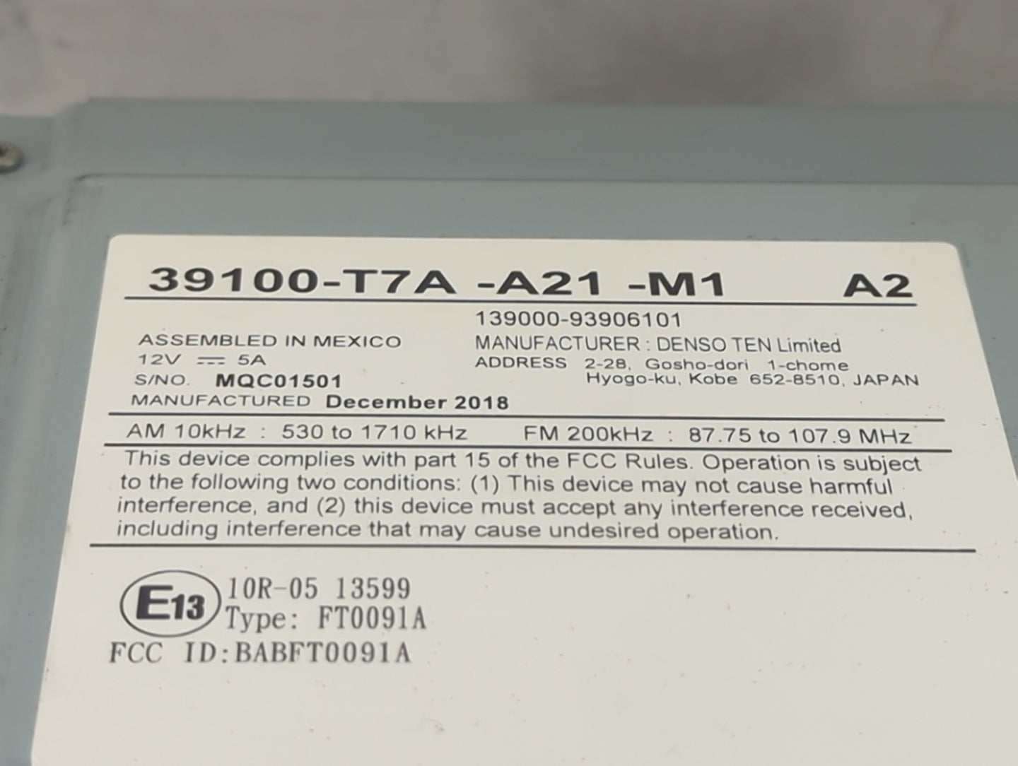 2019 Honda Hr-v Information Display Screen 1495226 - Oemusedautoparts1.com