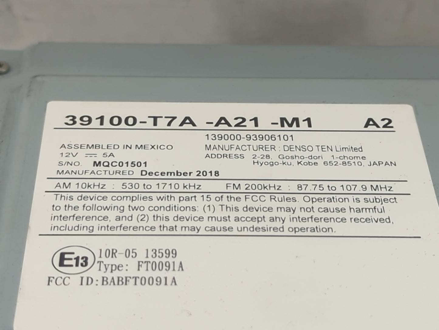 2019 Honda Hr-v Information Display Screen 1495226 - Oemusedautoparts1.com