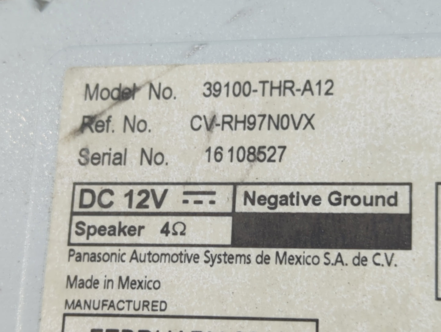 2019 Honda Odyssey Radio AM FM Cd Player Receiver Replacement P/N:39100-THR-A12 Fits OEM Used Auto Parts - Oemusedautoparts1