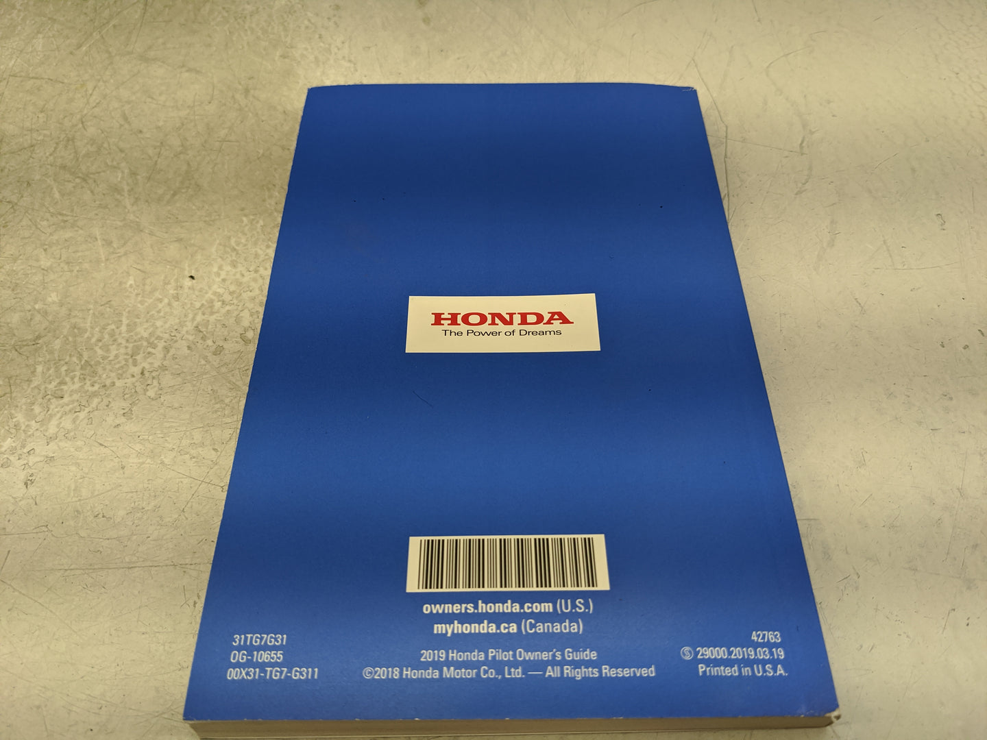 2019 Honda Pilot Owners Manual Book Guide P/N:00X31-TG7-G311 OEM Used Auto Parts - Oemusedautoparts1.com