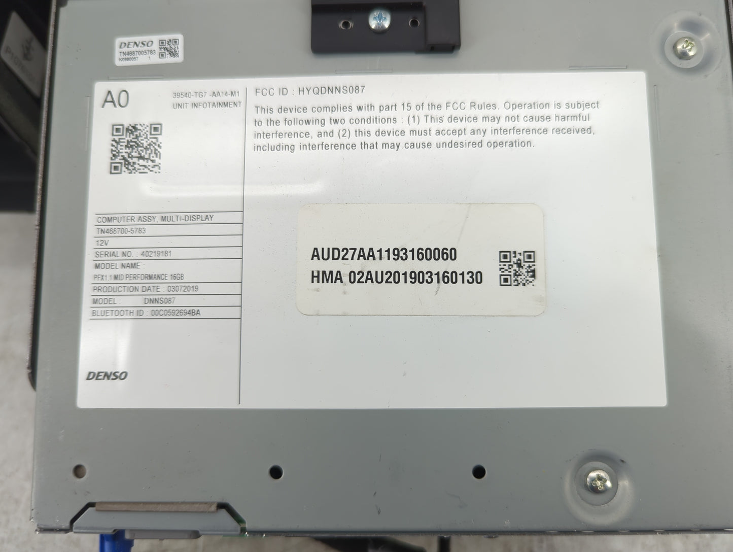 2016-2019 Honda Pilot Radio AM FM Cd Player Receiver Replacement P/N:39540-TG7-AA14-M1 HYQDNNS087 Fits Fits 2016 2017 2018 2