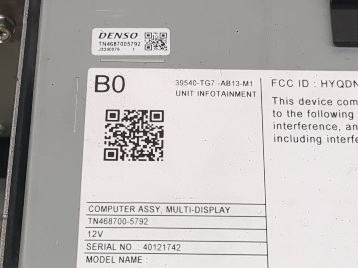 2019 Honda Pilot Radio AM FM Cd Player Receiver Replacement P/N:39540-TG7-AB13-M1 TN468700-5792, HYQDN Fits OEM Used Auto Pa