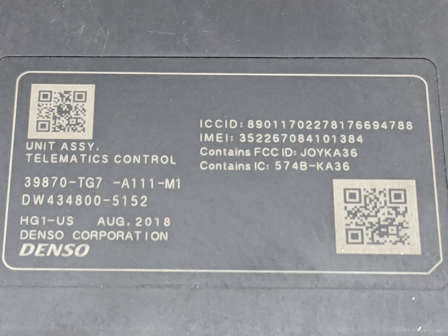 2019 Honda Pilot Telematics Control Module - Oemusedautoparts1.com
