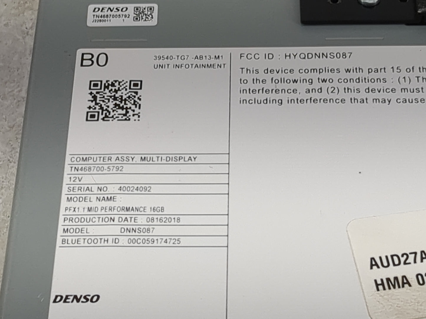 2019 Honda Pilot Radio AM FM Cd Player Receiver Replacement P/N:39540-TG7-AB13-M1 DNNS087, HYQDNNS087, TN468700-5792 Fits OE