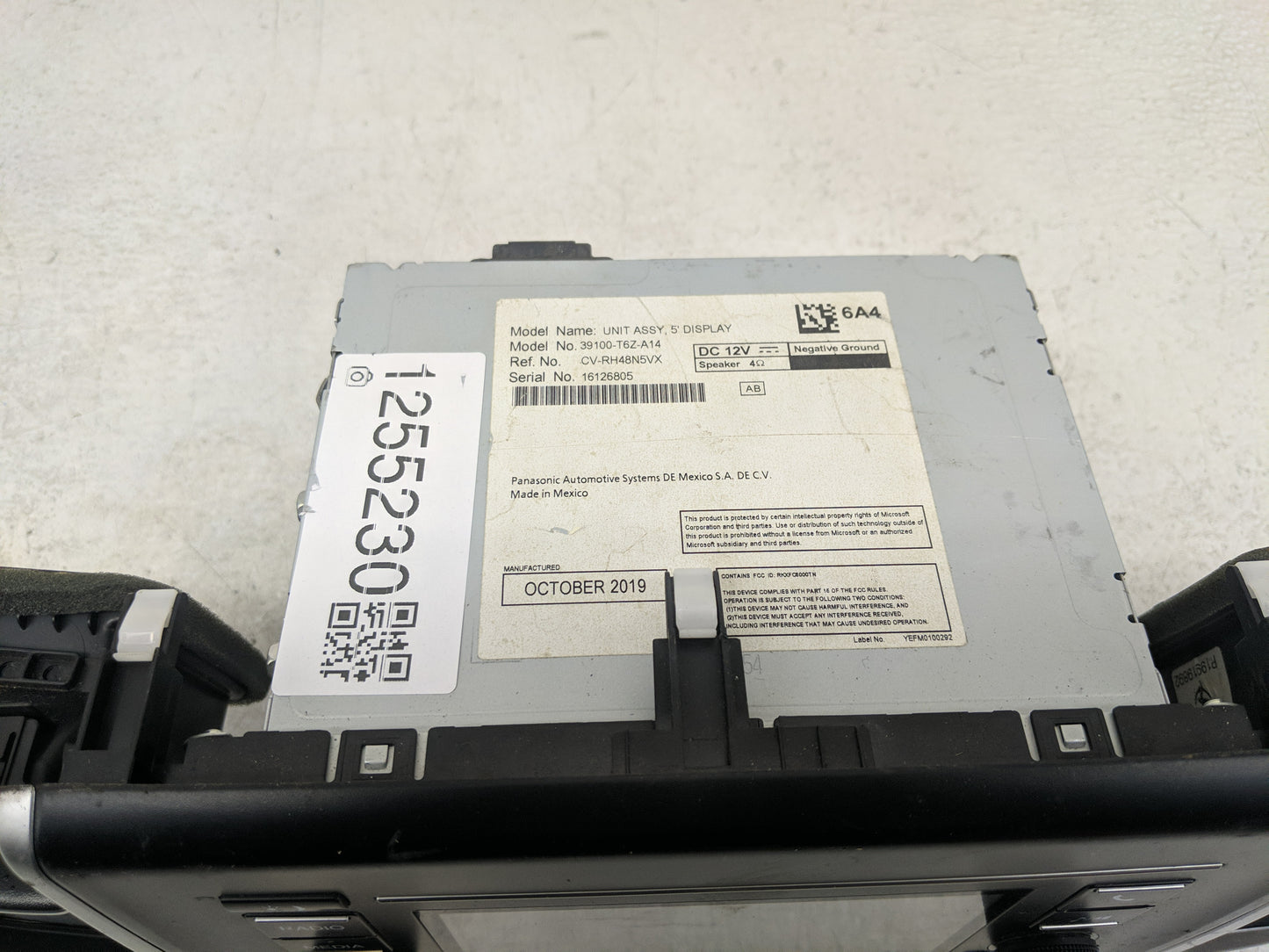 2019 Honda Ridgeline Radio AM FM Cd Player Receiver Replacement P/N:39100-T6Z-A14 Fits OEM Used Auto Parts - Oemusedautopart