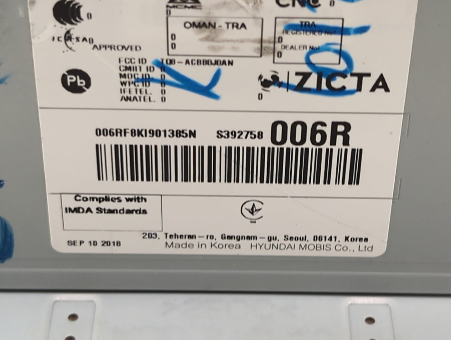 2018-2022 Hyundai Accent Radio AM FM Cd Player Receiver Replacement P/N:96170H9500 006RF8KI901385N Fits OEM Used Auto Parts 