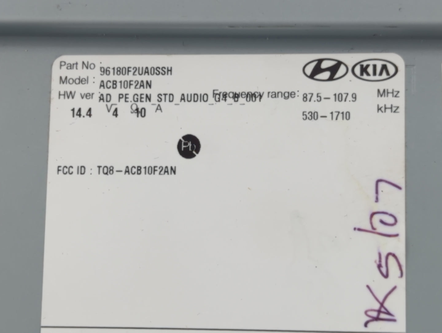 2019-2020 Hyundai Elantra Radio AM FM Cd Player Receiver Replacement P/N:96180-F2UA0SSH Fits Fits 2019 2020 OEM Used Auto Pa