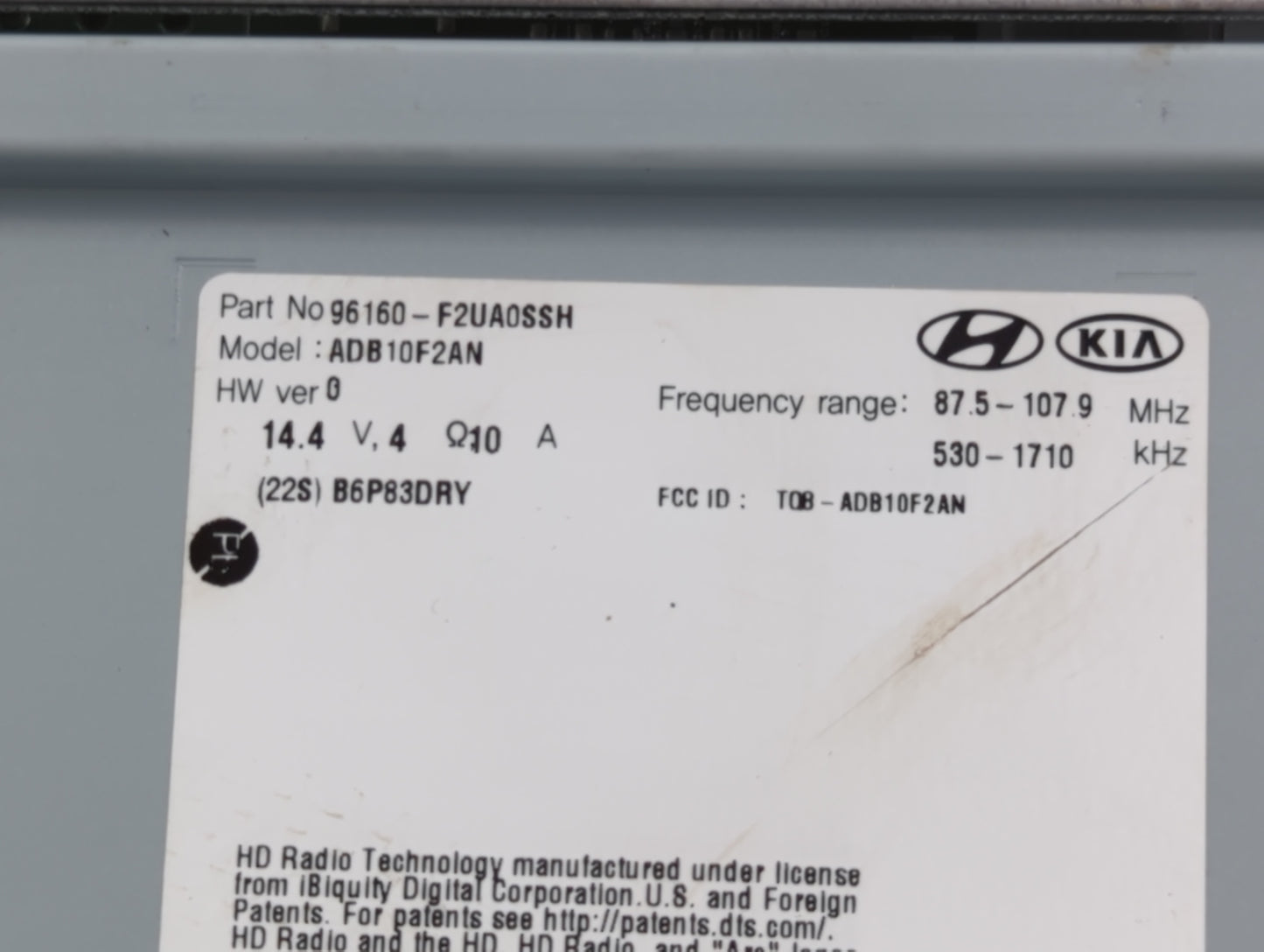 2021-2022 Hyundai Elantra Radio AM FM Cd Player Receiver Replacement P/N:96160-F2UA0SSH Fits Fits 2021 2022 OEM Used Auto Pa