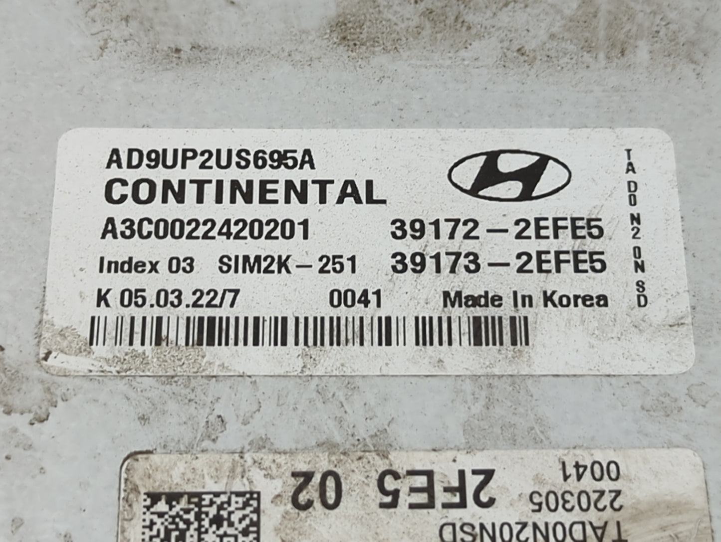 2019 Hyundai Elantra PCM Engine Control Computer ECU ECM PCU OEM P/N:39173-2EFE5 39172-2EFE5 Fits OEM Used Auto Parts - Oemu