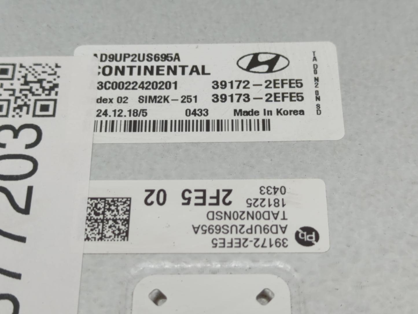 2019 Hyundai Elantra PCM Engine Control Computer ECU ECM PCU OEM P/N:39172-2EFE5 39173-2EFE5 Fits OEM Used Auto Parts - Oemu