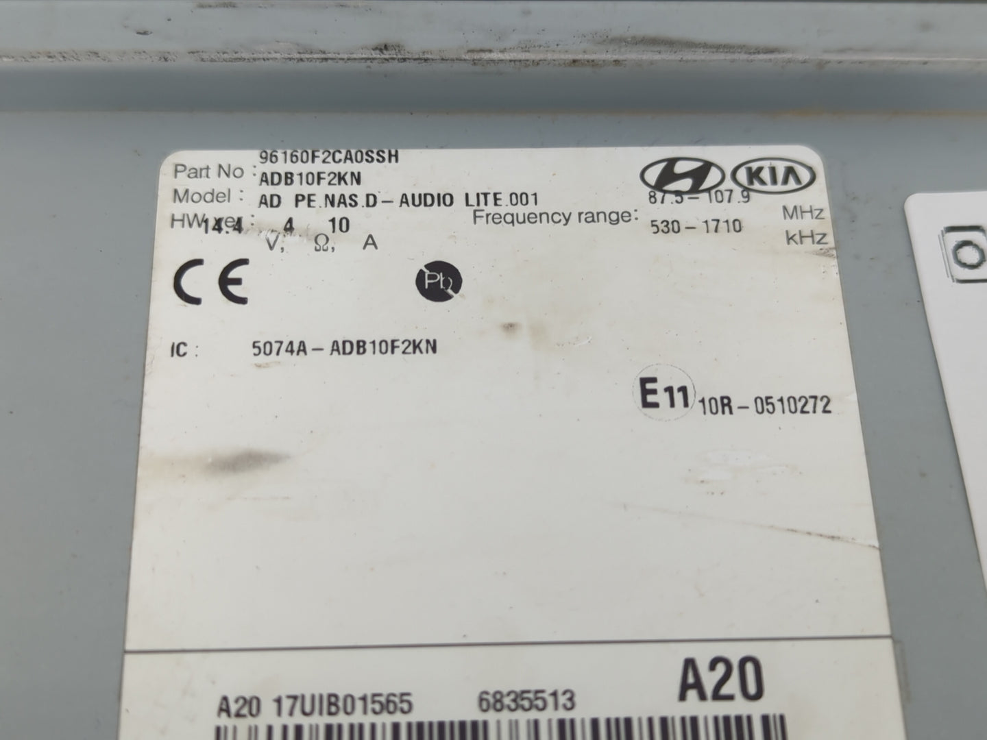 2019-2020 Hyundai Elantra Radio AM FM Cd Player Receiver Replacement P/N:96160F2CA0SSH Fits Fits 2019 2020 OEM Used Auto Par