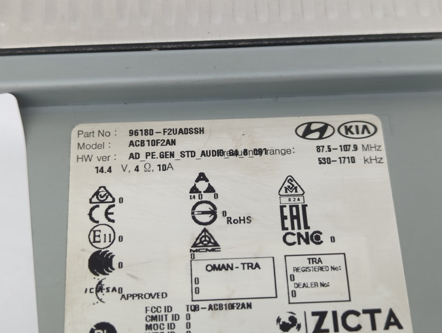 2019-2020 Hyundai Elantra Radio AM FM Cd Player Receiver Replacement P/N:96180-F2UADSSH Fits Fits 2019 2020 OEM Used Auto Pa