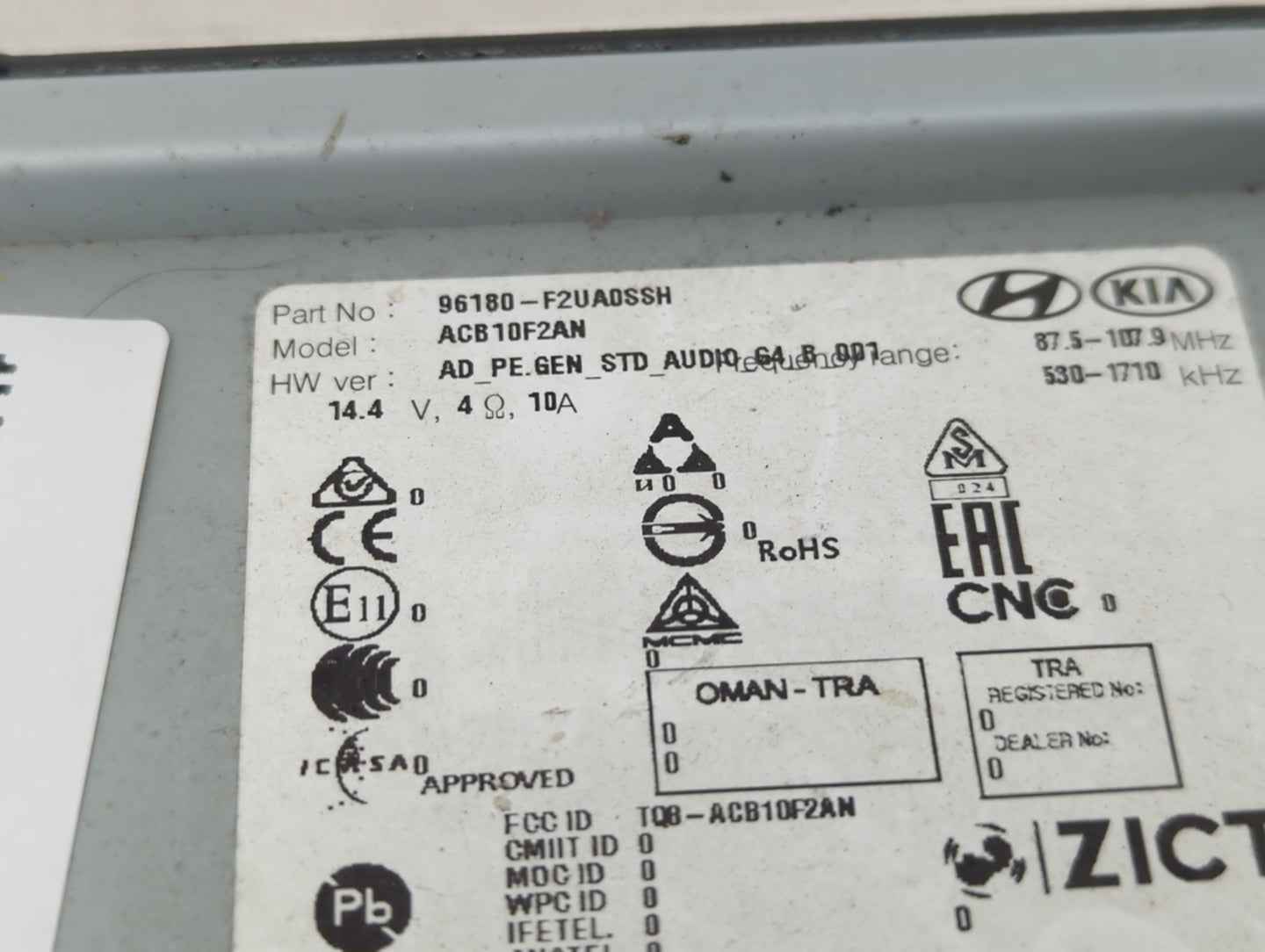 2019-2020 Hyundai Elantra Radio AM FM Cd Player Receiver Replacement P/N:96180-F2UA0SSH Fits Fits 2019 2020 OEM Used Auto Pa
