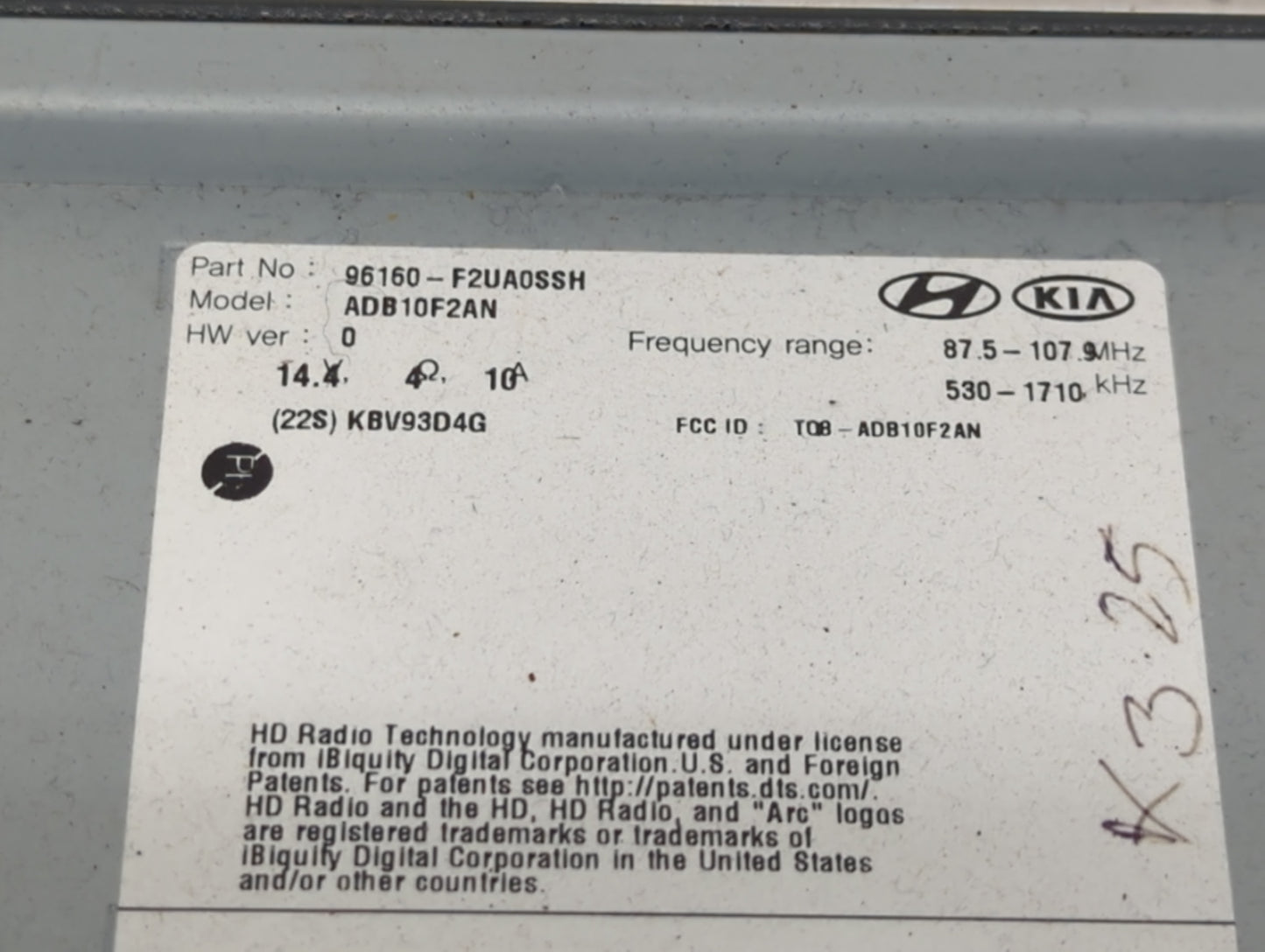 2019-2020 Hyundai Elantra Radio AM FM Cd Player Receiver Replacement P/N:96160-F2UA0SSH Fits Fits 2019 2020 OEM Used Auto Pa