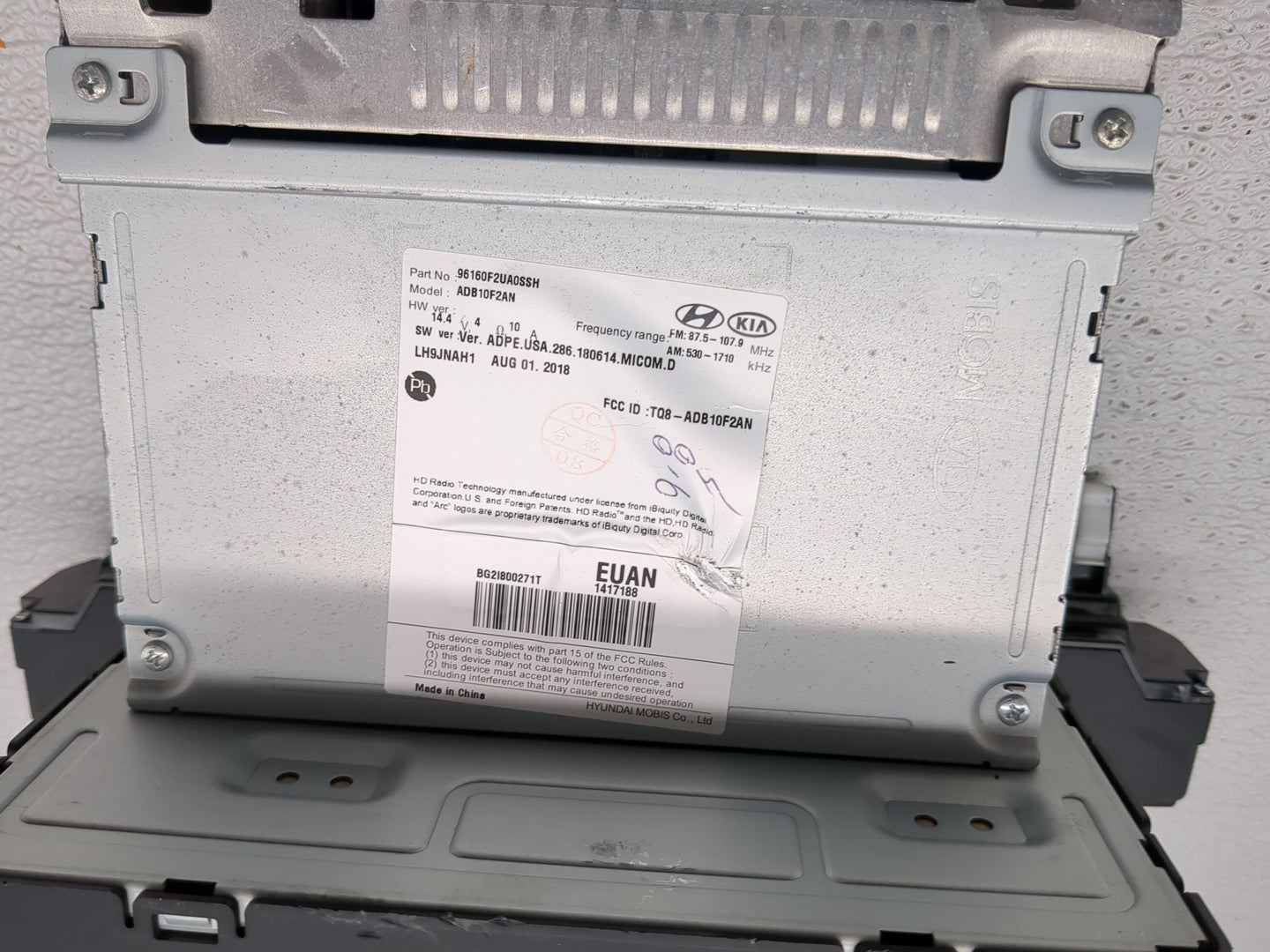 2019-2020 Hyundai Elantra Radio AM FM Cd Player Receiver Replacement P/N:96160F2UA0SSH Fits Fits 2019 2020 OEM Used Auto Par