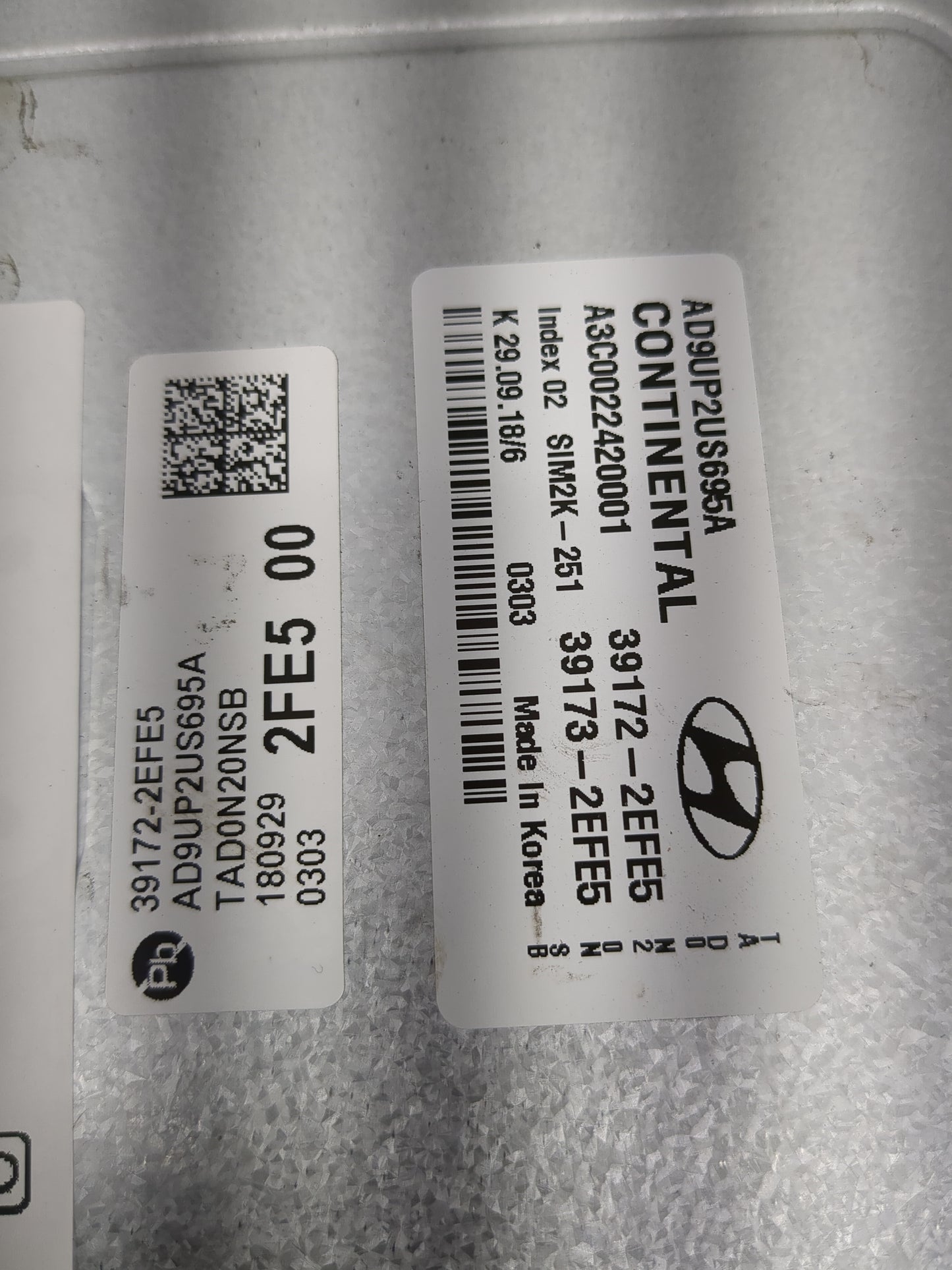 2019 Hyundai Elantra PCM Engine Control Computer ECU ECM PCU OEM P/N:39172-2EFE5 39173-2EFE5, AD9UP2US695A, TAD0N20NSB Fits 