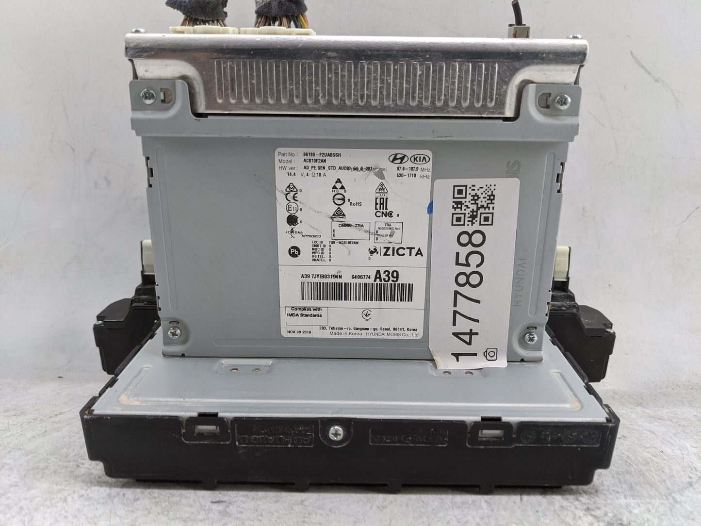 2019-2020 Hyundai Elantra Radio AM FM Cd Player Receiver Replacement P/N:96180-F2UA0SSH ACB10F2AN Fits Fits 2019 2020 OEM Us
