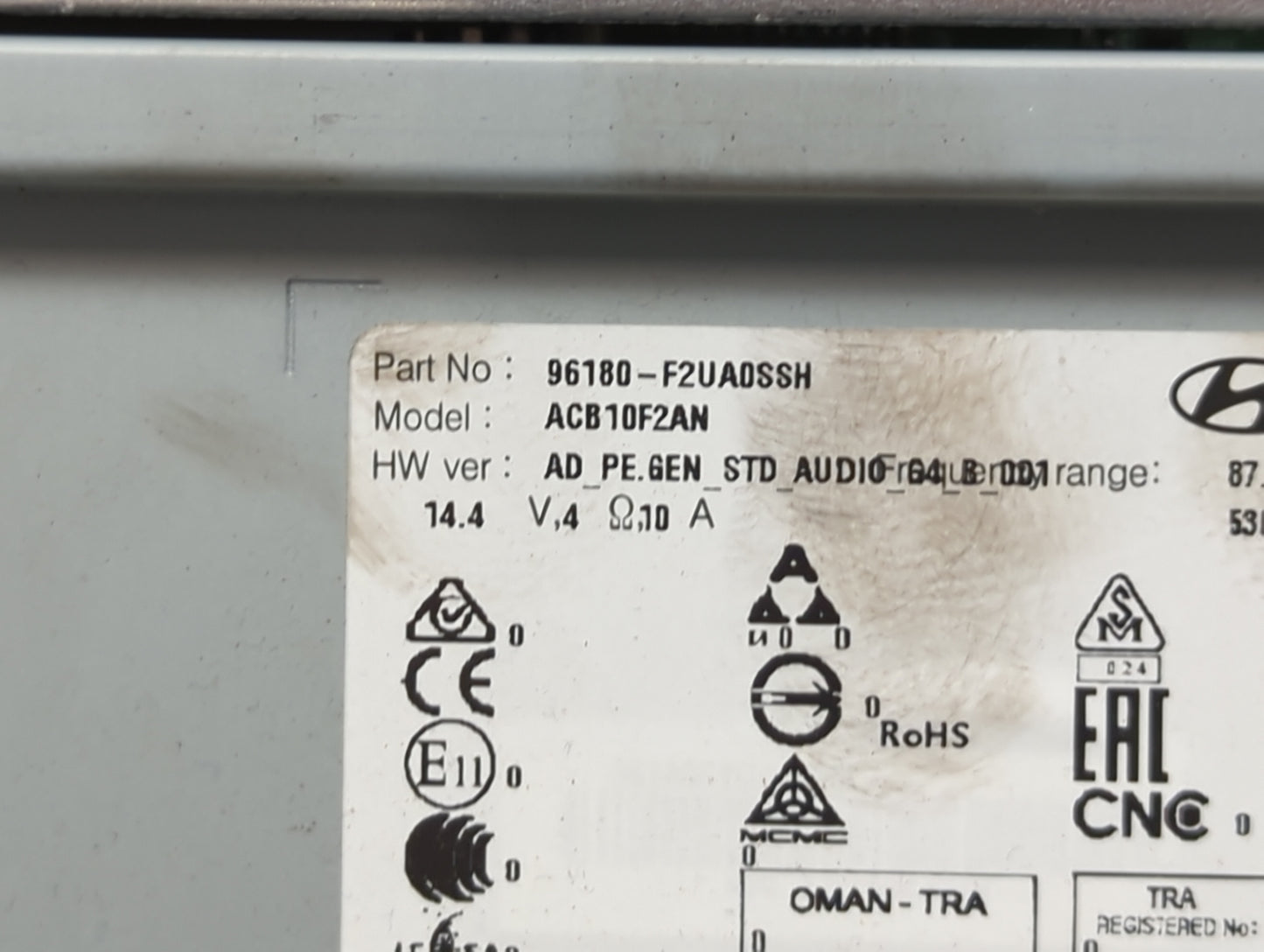 2019-2020 Hyundai Elantra Radio AM FM Cd Player Receiver Replacement P/N:96180-F2UA0SSH ACB10F2AN Fits Fits 2019 2020 OEM Us