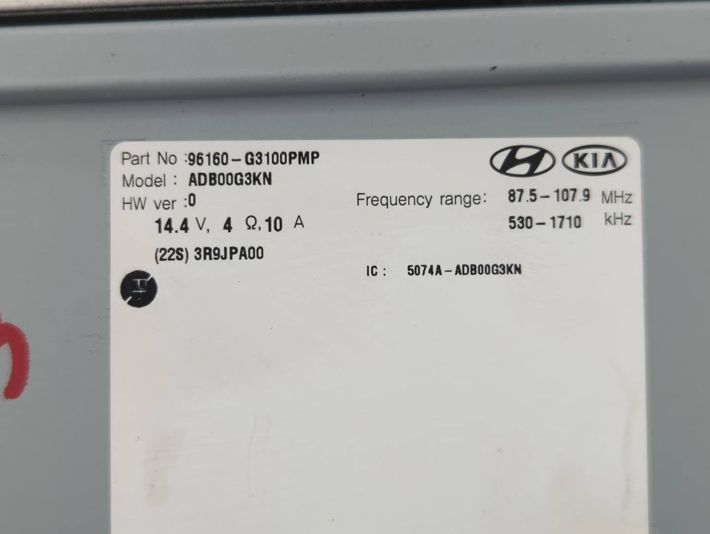 2018-2020 Hyundai Elantra Radio AM FM Cd Player Receiver Replacement P/N:96160-G3100PMP Fits Fits 2018 2019 2020 OEM Used Au