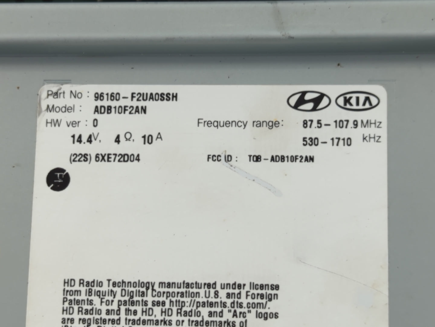 2019-2020 Hyundai Elantra Radio AM FM Cd Player Receiver Replacement P/N:96180F2UA0SSH Fits Fits 2019 2020 OEM Used Auto Par