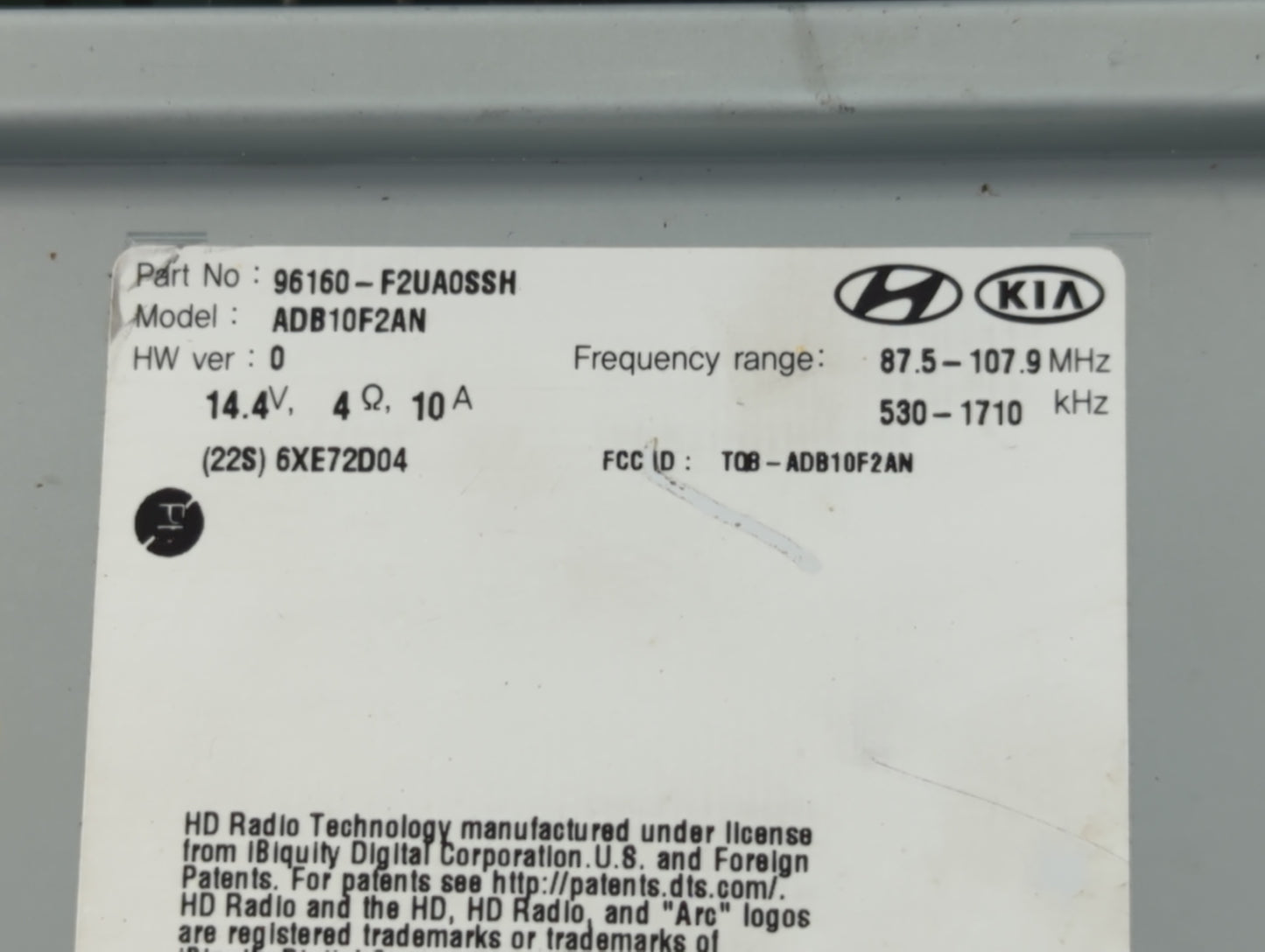 2019-2020 Hyundai Elantra Radio AM FM Cd Player Receiver Replacement P/N:96180F2UA0SSH Fits Fits 2019 2020 OEM Used Auto Par