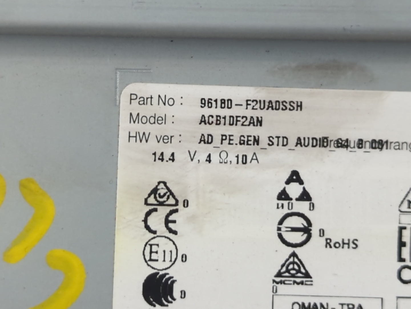 2019-2020 Hyundai Elantra Radio AM FM Cd Player Receiver Replacement P/N:96180-F2UA0SSH Fits Fits 2019 2020 OEM Used Auto Pa