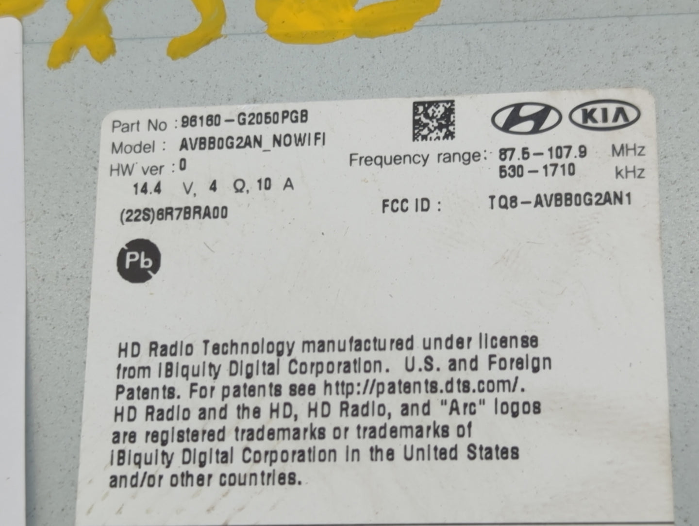 2017-2019 Hyundai Ioniq Radio AM FM Cd Player Receiver Replacement P/N:96160-G2050PGB Fits Fits 2017 2018 2019 OEM Used Auto