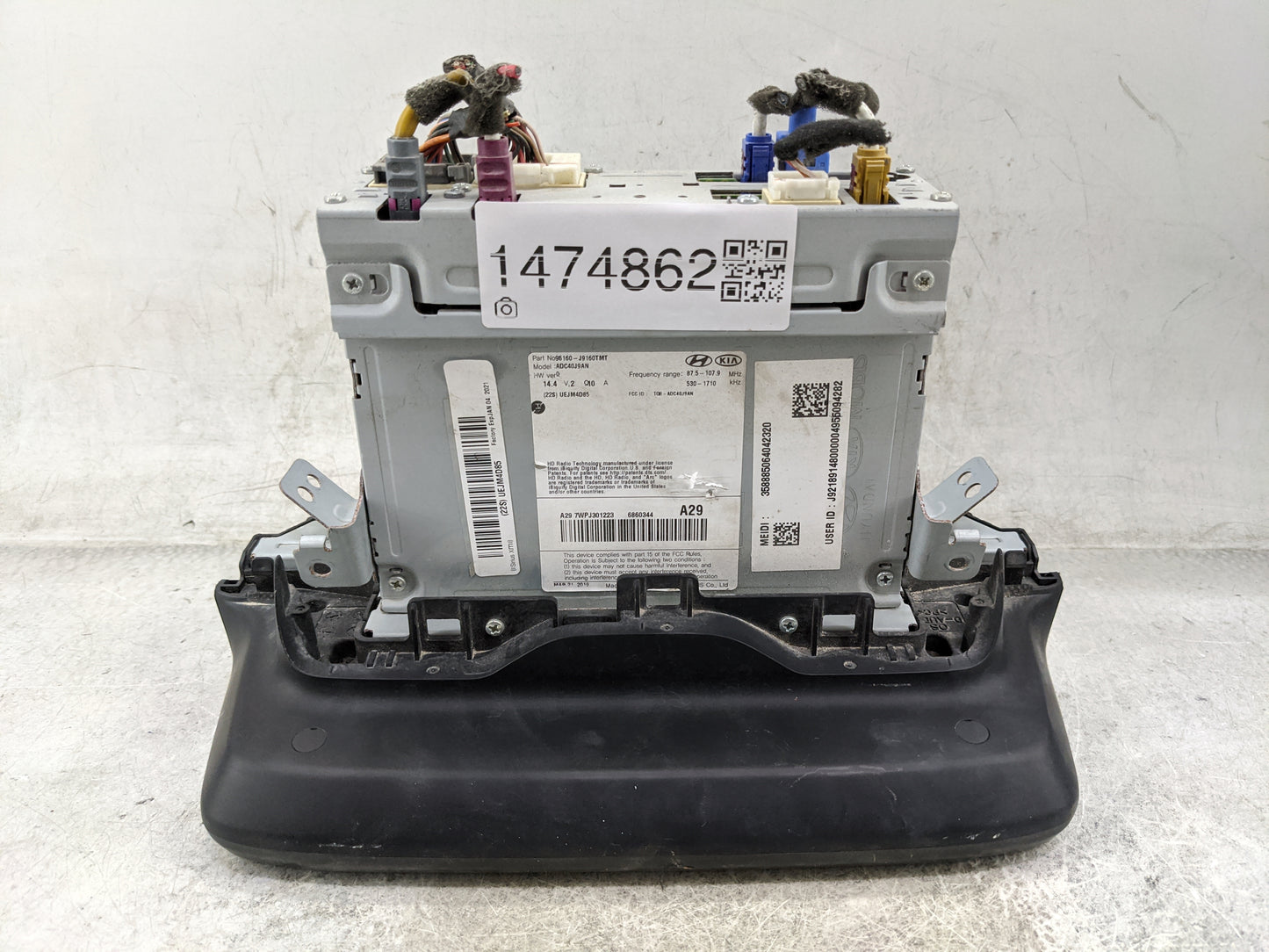 2019-2021 Hyundai Kona Radio AM FM Cd Player Receiver Replacement P/N:96160-J9160TMT ADC40J9AN Fits Fits 2019 2020 2021 OEM 