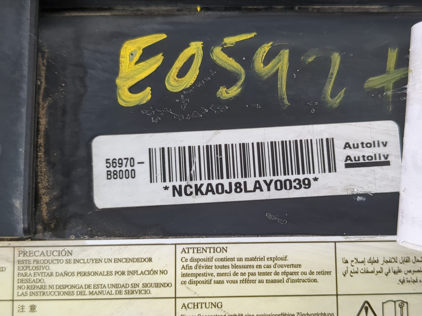 2013-2018 Hyundai Santa Fe Air Bag Passenger Right Dashboard OEM P/N:56970-B8000 Fits Fits 2013 2014 2015 2016 2017 2018 OEM