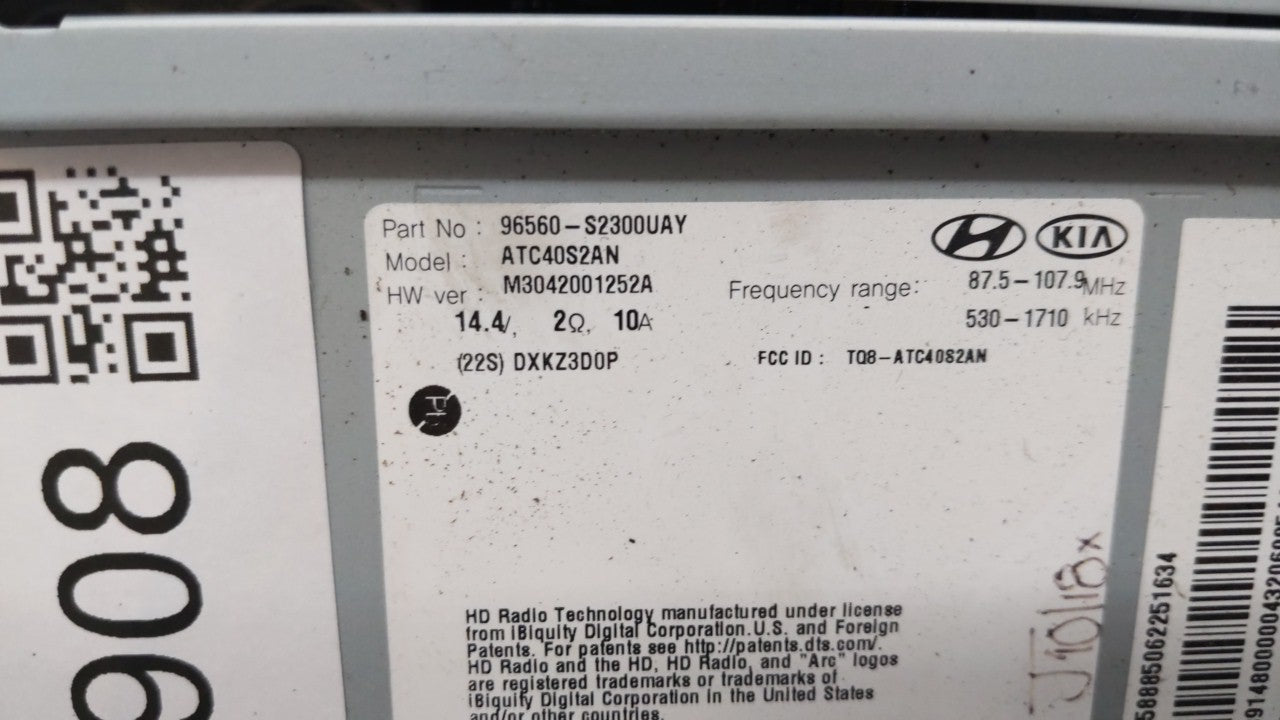 2019-2020 Hyundai Santa Fe Radio AM FM Cd Player Receiver Replacement P/N:96560-S2300UAY Fits Fits 2019 2020 OEM Used Auto P