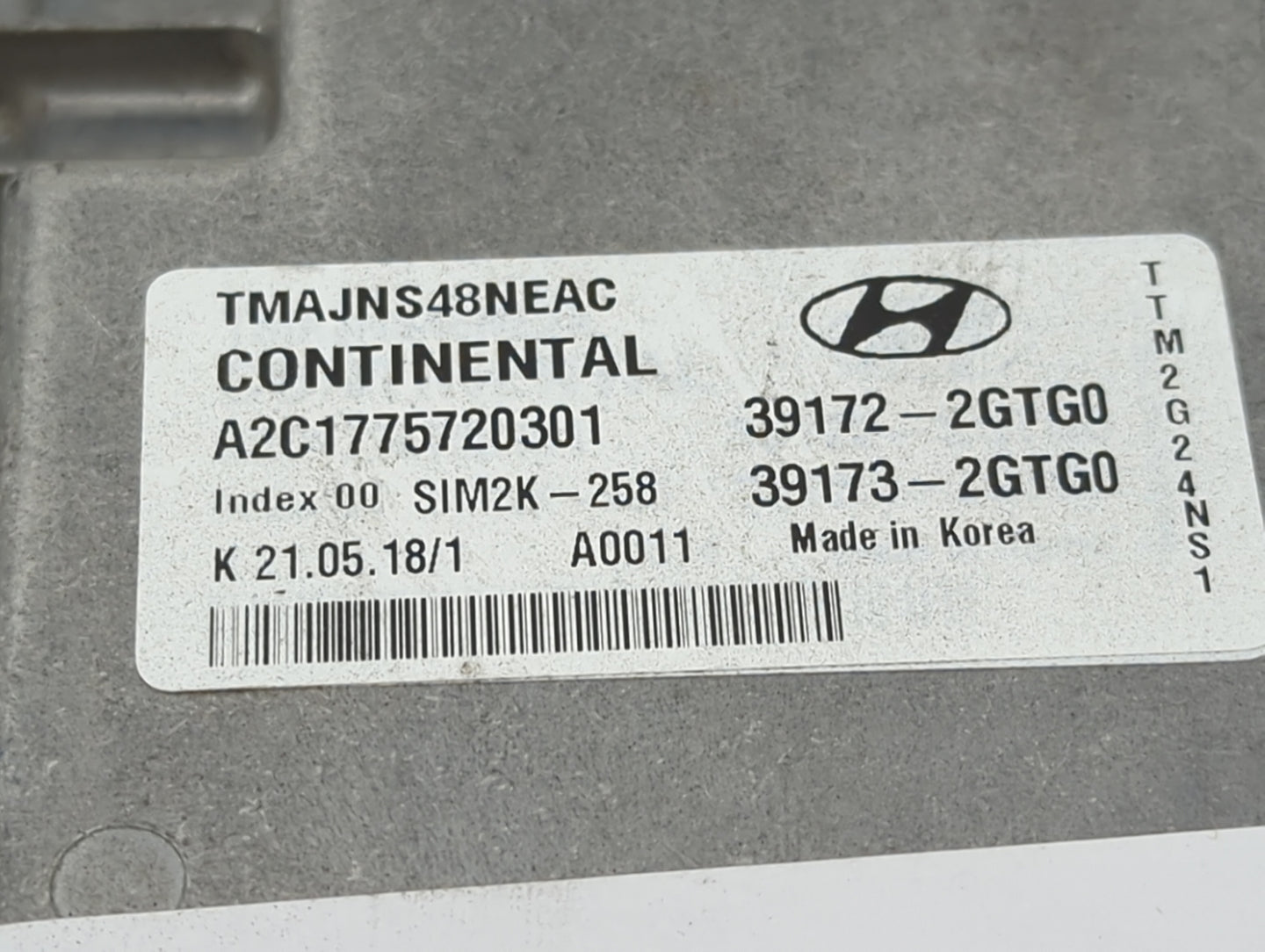 2019 Hyundai Santa Fe PCM Engine Control Computer ECU ECM PCU OEM P/N:39172-2GTG0 39173-2GTG0, A2C1775720301, TMAJNS48NEAC F