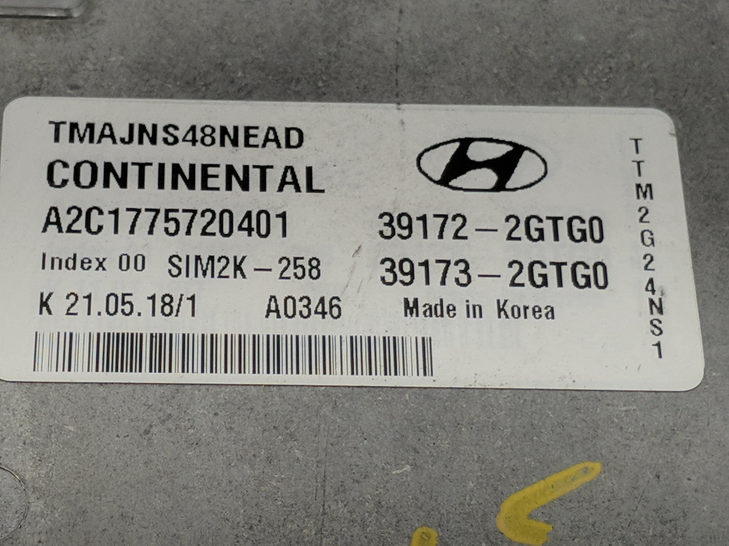 2019 Hyundai Santa Fe PCM Engine Control Computer ECU ECM PCU OEM P/N:39172-2GTG0 39173-2GTG0, A2C1775720401, TMAJNS48NEAD F