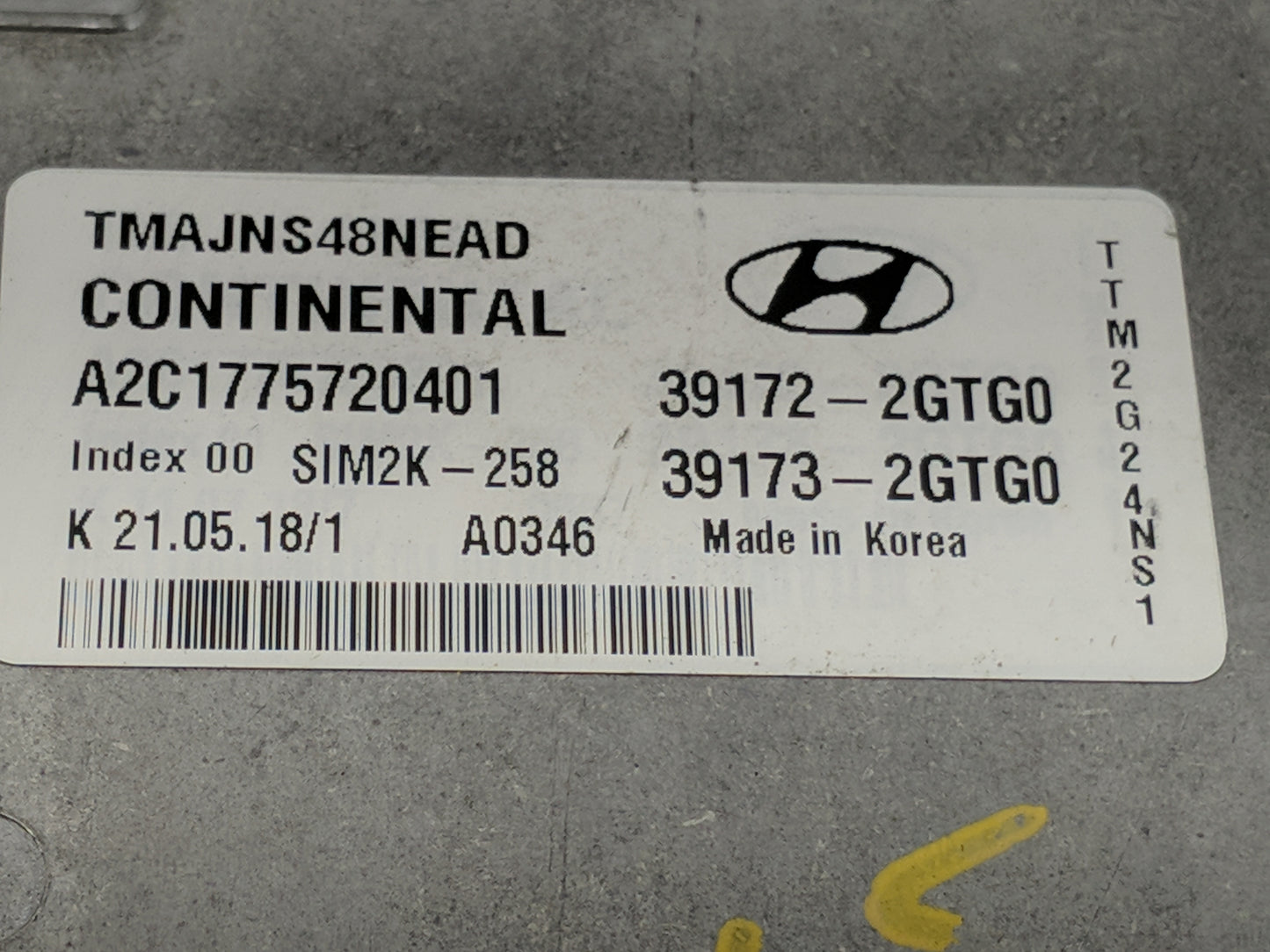 2019 Hyundai Santa Fe PCM Engine Control Computer ECU ECM PCU OEM P/N:39172-2GTG0 39173-2GTG0, A2C1775720401, TMAJNS48NEAD F