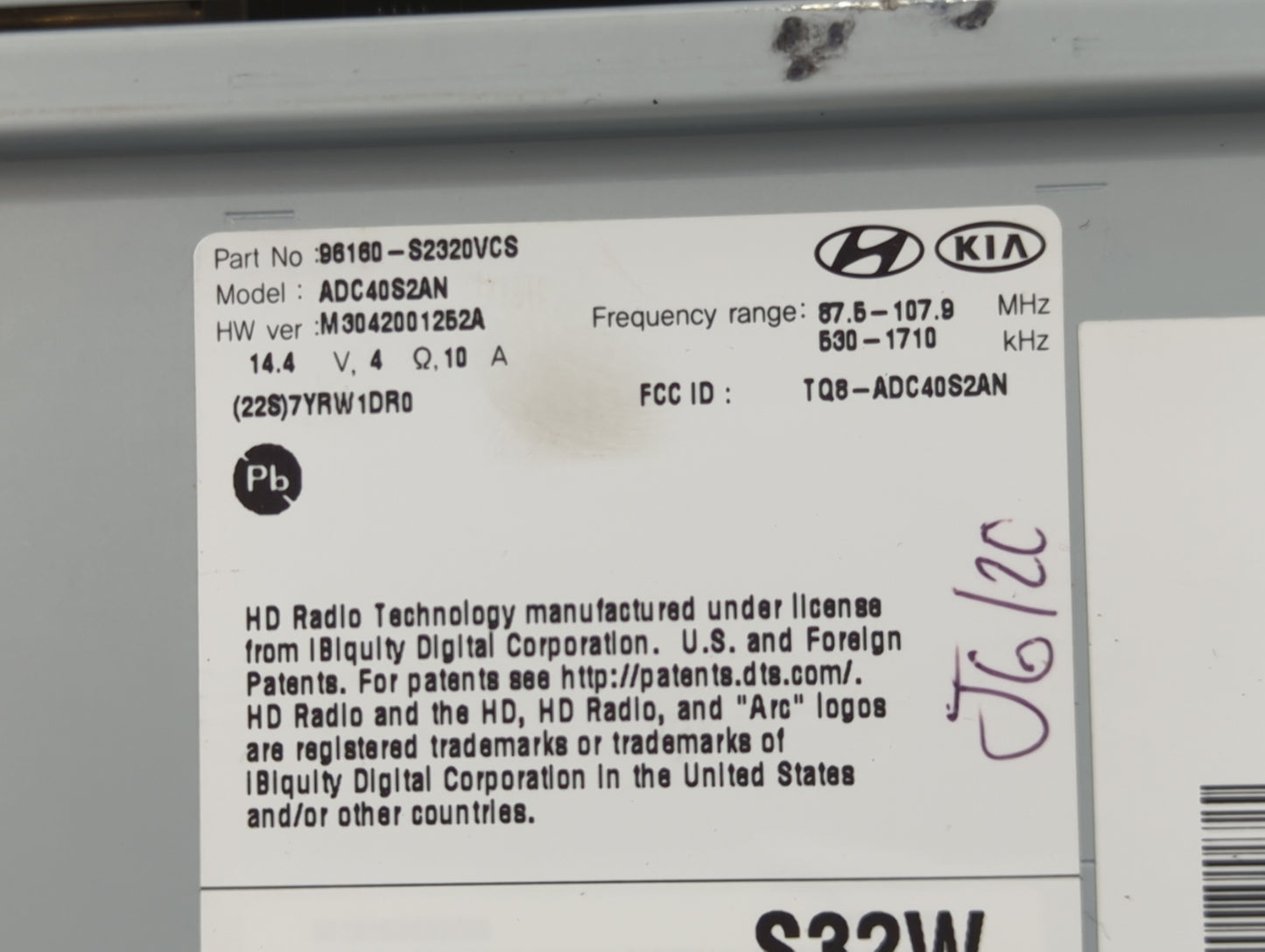 2019-2020 Hyundai Santa Fe Radio AM FM Cd Player Receiver Replacement P/N:96160-S2320VCS ADC40S2AN Fits Fits 2019 2020 OEM U