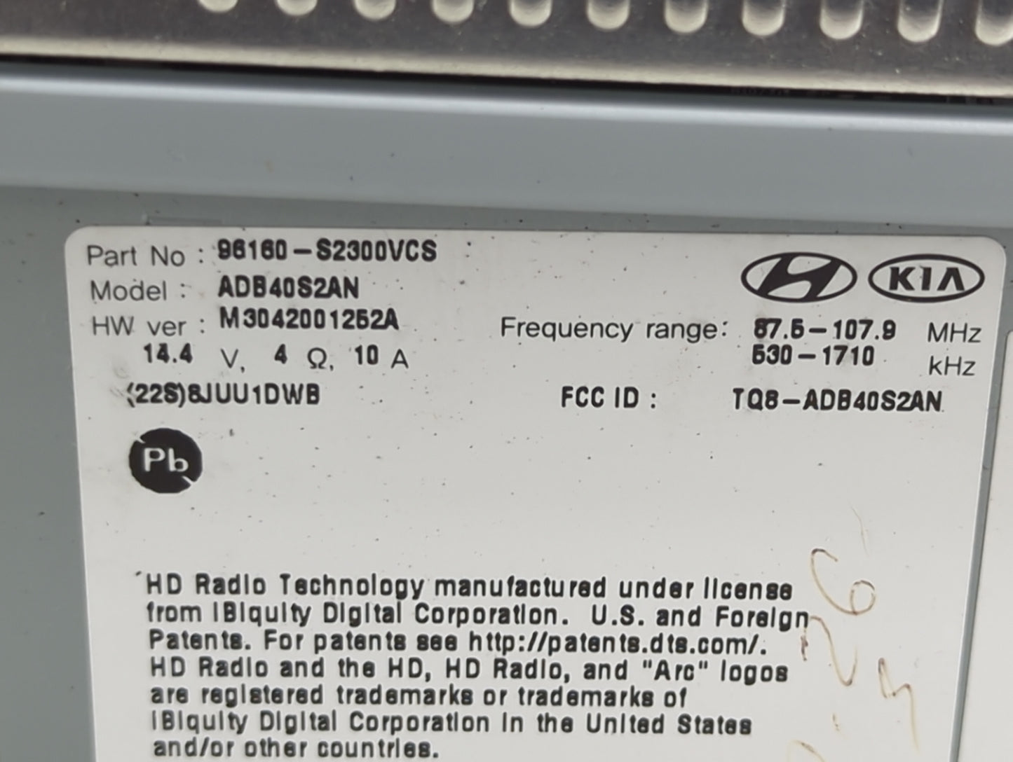 2019-2020 Hyundai Santa Fe Radio AM FM Cd Player Receiver Replacement P/N:96160-S2300VCS ADB40S2AN Fits Fits 2019 2020 OEM U