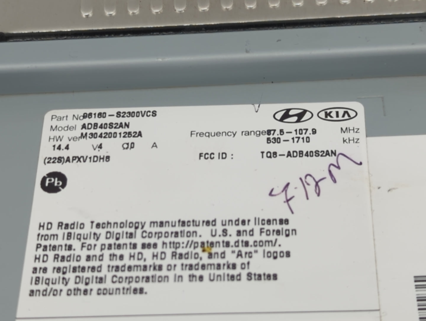 2019-2020 Hyundai Santa Fe Radio AM FM Cd Player Receiver Replacement P/N:96160-S2300VCS ADB40S2AN Fits Fits 2019 2020 OEM U