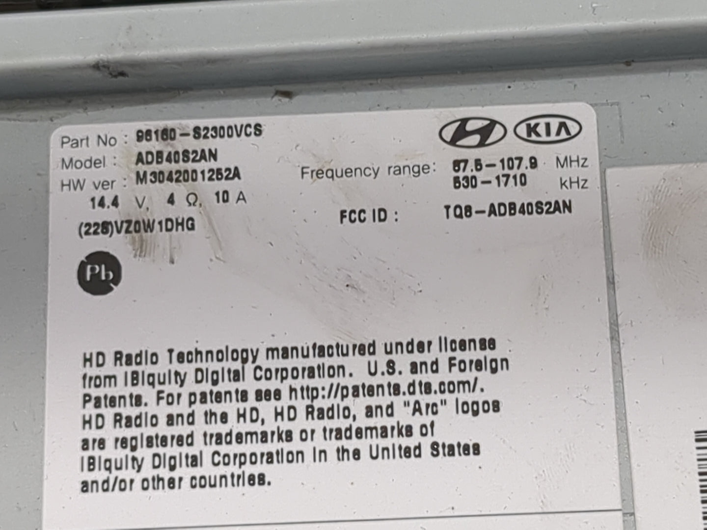 2019-2020 Hyundai Santa Fe Radio AM FM Cd Player Receiver Replacement P/N:96160-S2300VCS ADB40S2AN Fits Fits 2019 2020 OEM U