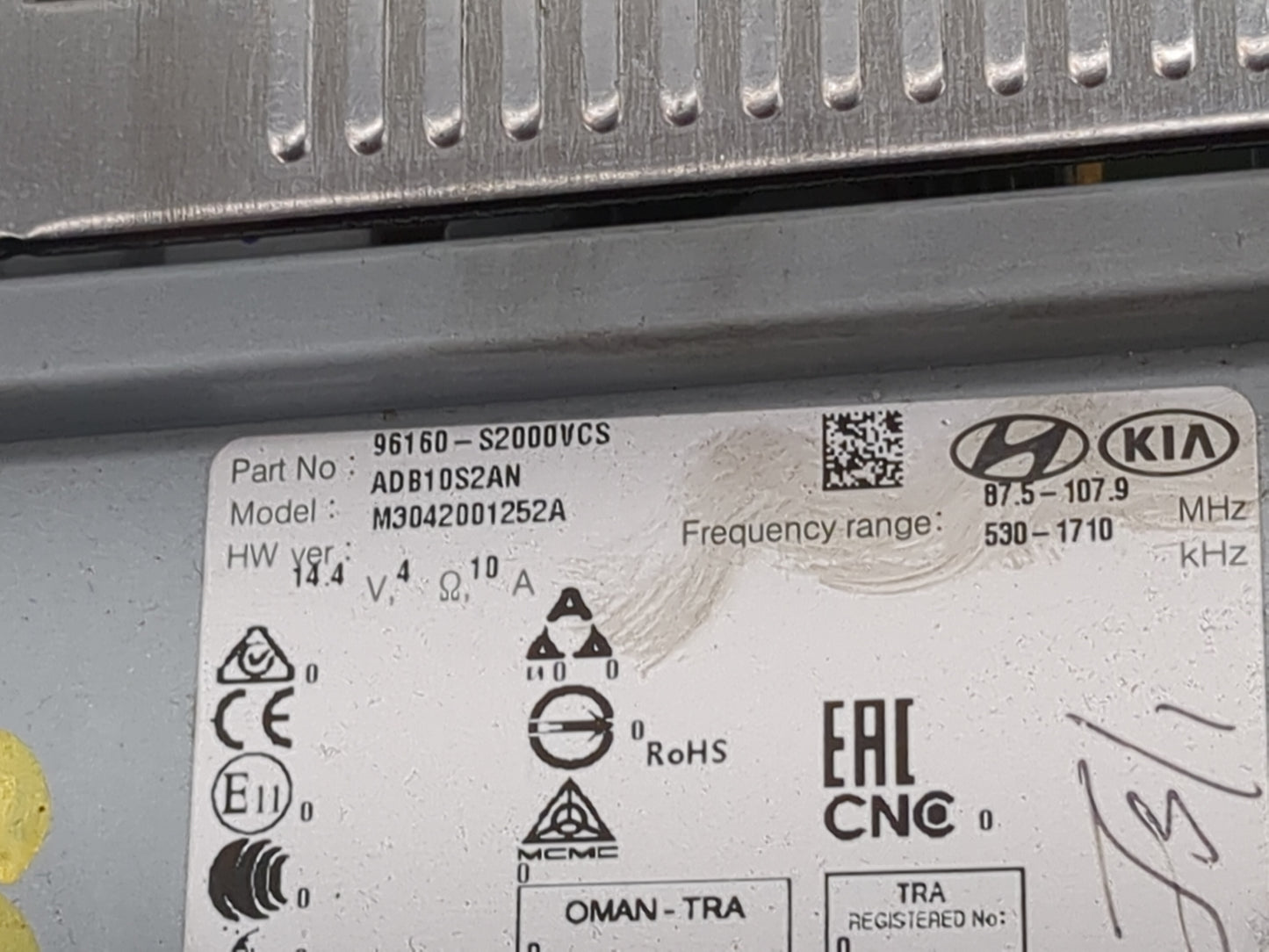 2019-2020 Hyundai Santa Fe Radio AM FM Cd Player Receiver Replacement P/N:96160-S2000VCS ADB10S2AN Fits Fits 2019 2020 OEM U