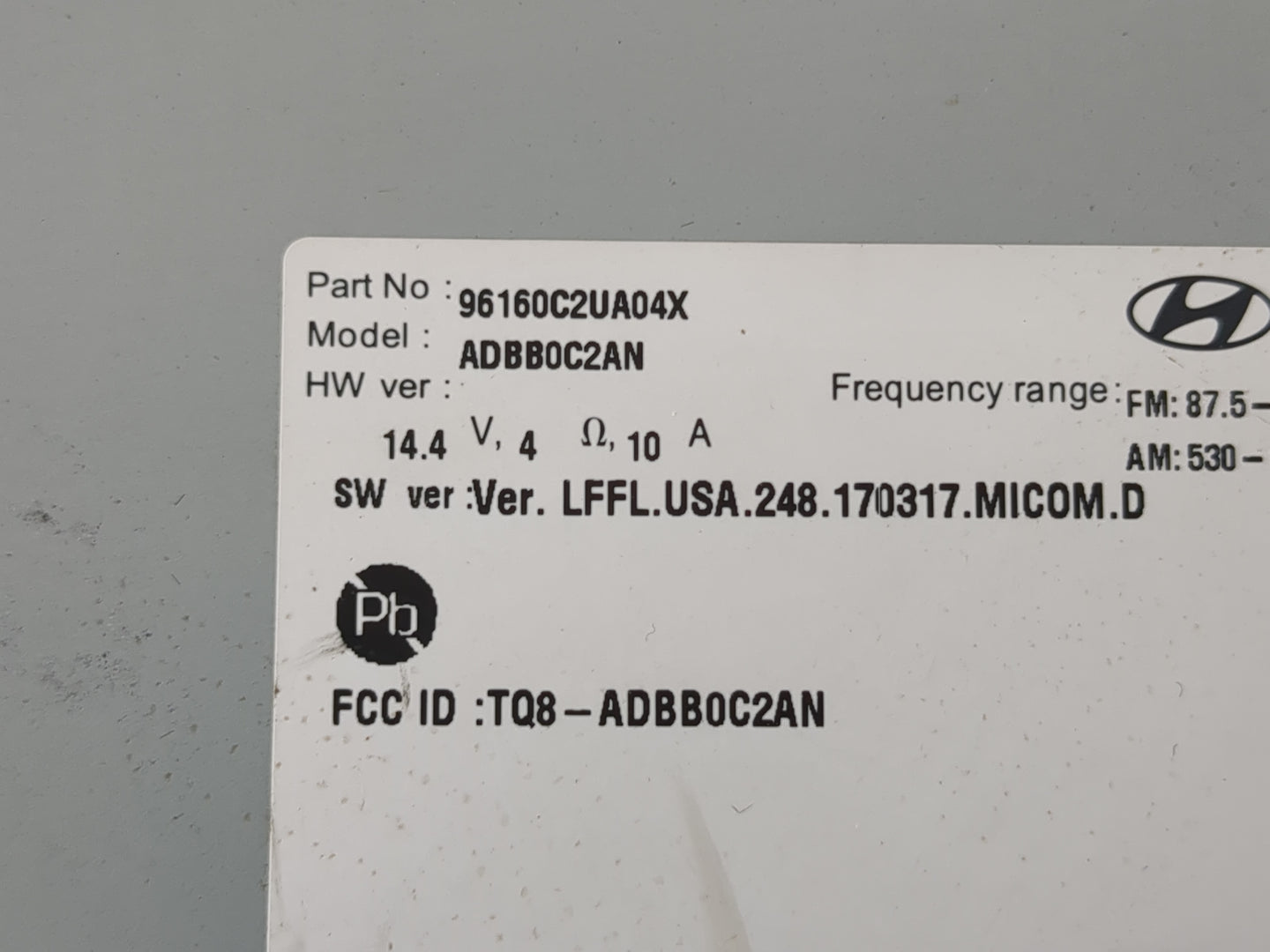 2018-2019 Hyundai Sonata Radio AM FM Cd Player Receiver Replacement P/N:96160C2UA04X Fits Fits 2018 2019 OEM Used Auto Parts