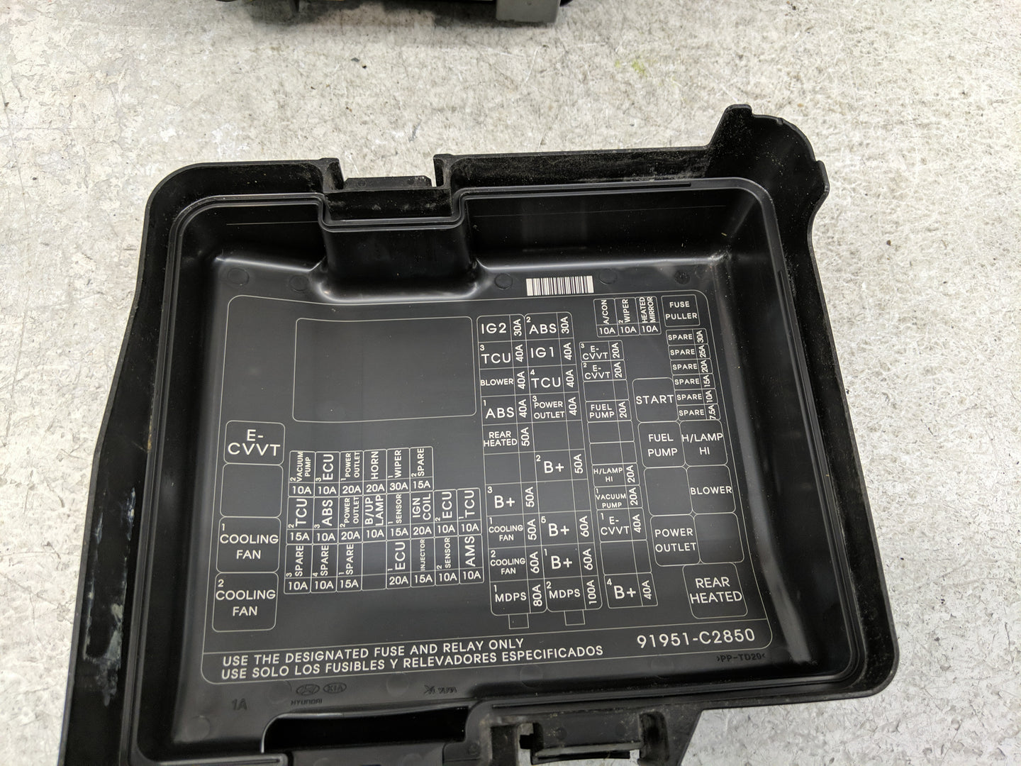 2018-2019 Hyundai Sonata Fusebox Fuse Box Panel Relay Module P/N:91951-C2850 Fits Fits 2018 2019 OEM Used Auto Parts - Oemus