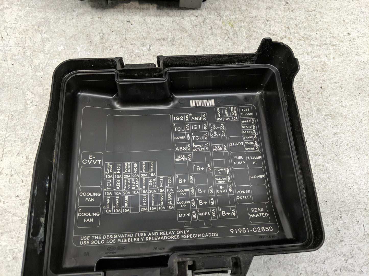 2018-2019 Hyundai Sonata Fusebox Fuse Box Panel Relay Module P/N:91951-C2850 Fits Fits 2018 2019 OEM Used Auto Parts - Oemus