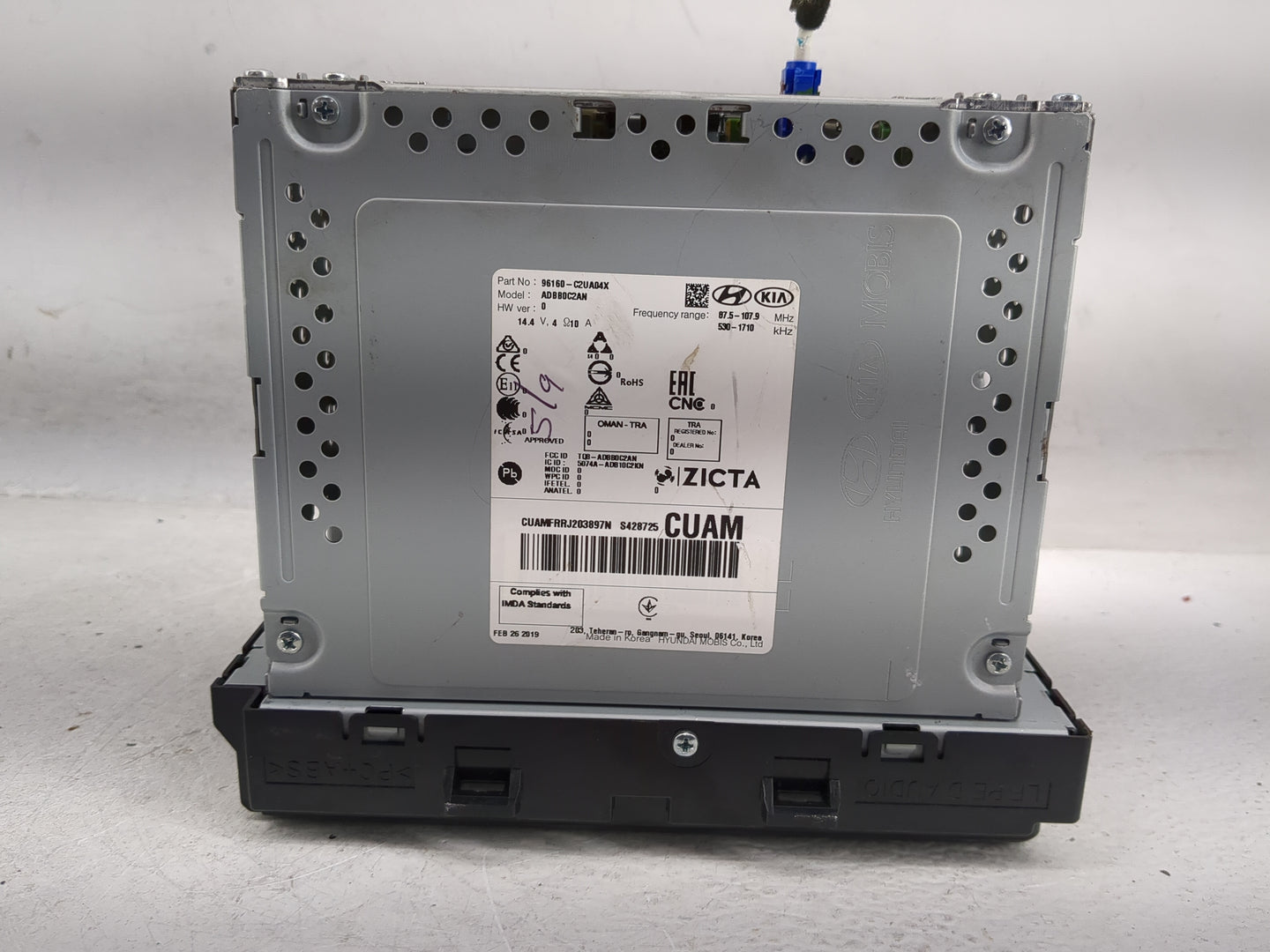 2018-2019 Hyundai Sonata Radio AM FM Cd Player Receiver Replacement P/N:96160-C2UA04X ADBB0C2AN, TQ8-ADBB0C2AN Fits Fits 201