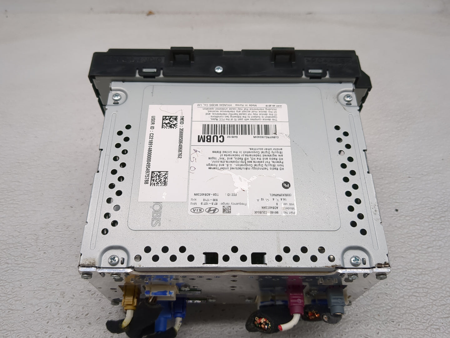 2019 Hyundai Sonata Radio AM FM Cd Player Receiver Replacement P/N:96160-C2UB04X Fits OEM Used Auto Parts - Oemusedautoparts