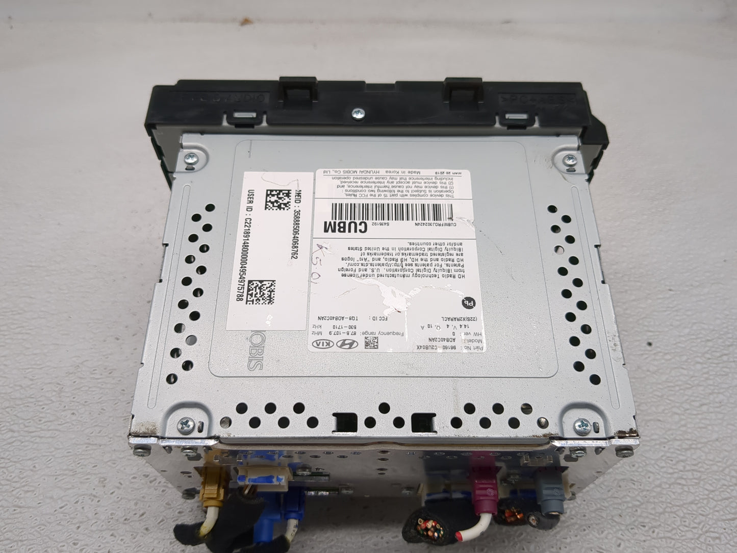 2019 Hyundai Sonata Radio AM FM Cd Player Receiver Replacement P/N:96160-C2UB04X Fits OEM Used Auto Parts - Oemusedautoparts