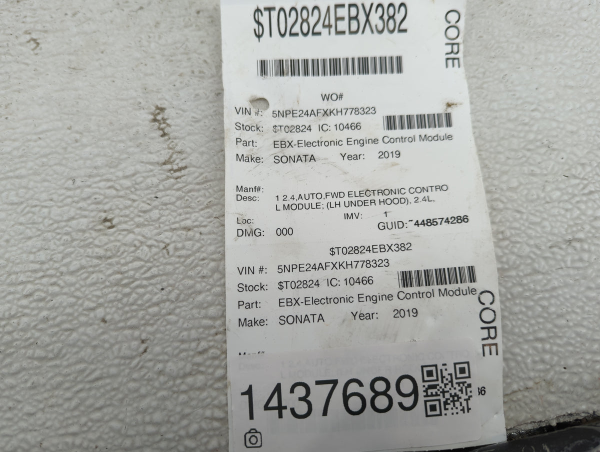 2018-2019 Hyundai Sonata PCM Engine Control Computer ECU ECM PCU OEM P/N:39102-2GGK2 39112-2GGK2, LPAJNS4EME6A Fits Fits 201